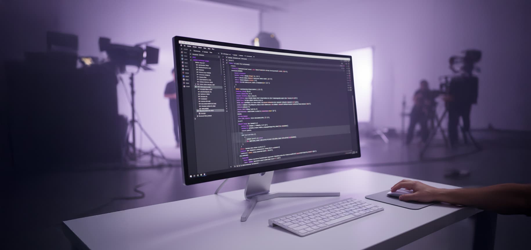 Modern workspace with code editor